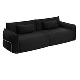 Modish Black Chenille Square Arm Pillow Back Sofa Image - 8