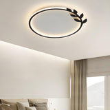 Modish Black Circle Leaf Silica Gel Flush Mount Light Image - 1