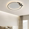 Modish Black Circle Leaf Silica Gel Flush Mount Light Image - 1