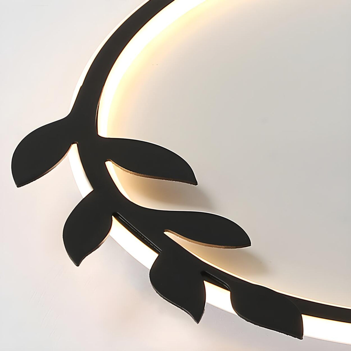 Modish Black Circle Leaf Silica Gel Flush Mount Light Image - 12