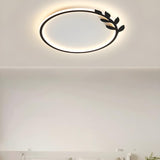 Modish Black Circle Leaf Silica Gel Flush Mount Light Image - 13
