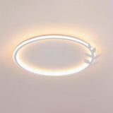 Modish Black Circle Leaf Silica Gel Flush Mount Light Image - 2
