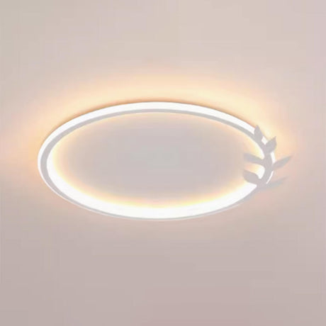Modish Black Circle Leaf Silica Gel Flush Mount Light Image - 2