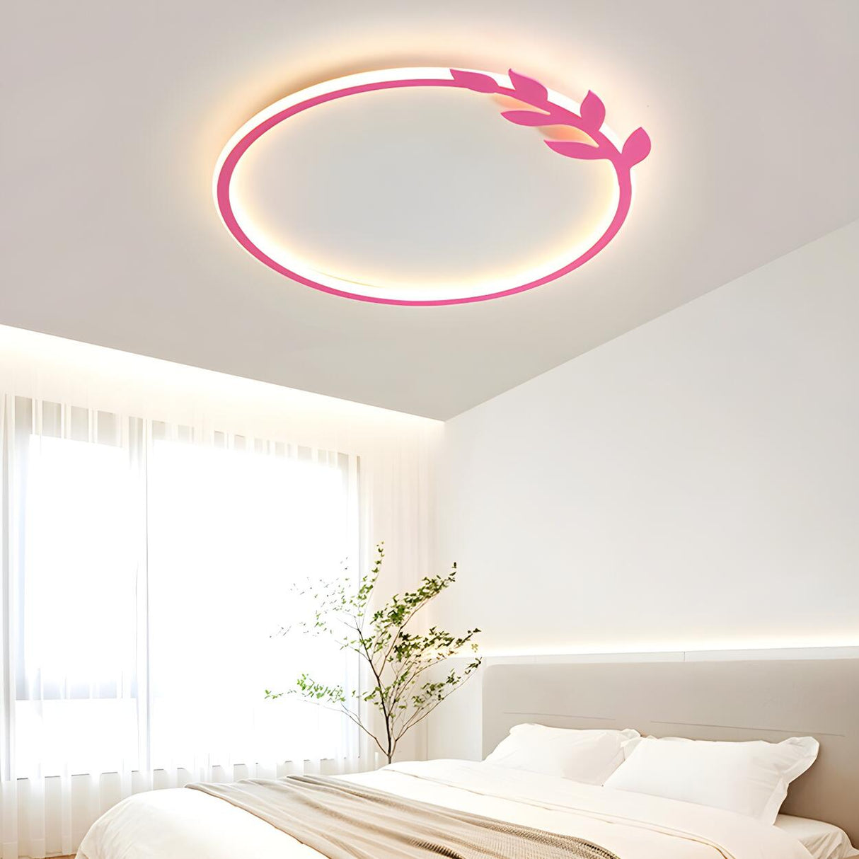 Modish Black Circle Leaf Silica Gel Flush Mount Light Image - 4