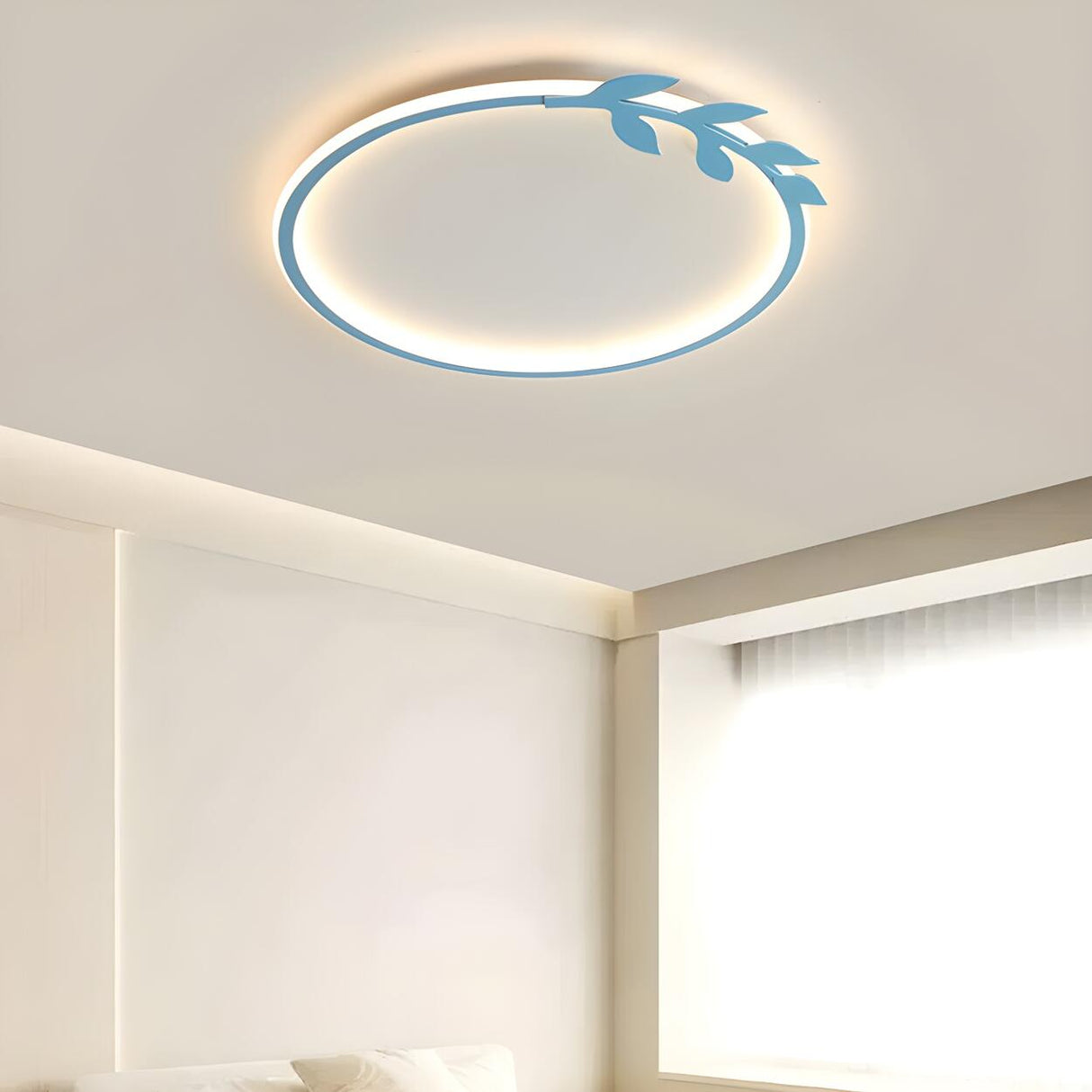 Modish Black Circle Leaf Silica Gel Flush Mount Light Image - 5
