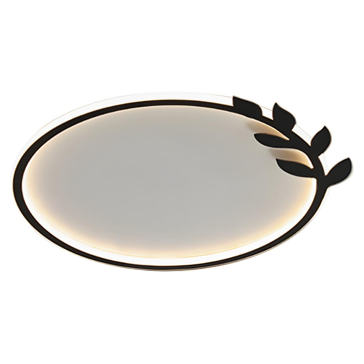 Modish Black Circle Leaf Silica Gel Flush Mount Light Image - 6