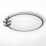 Modish Black Circle Leaf Silica Gel Flush Mount Light Image - 7
