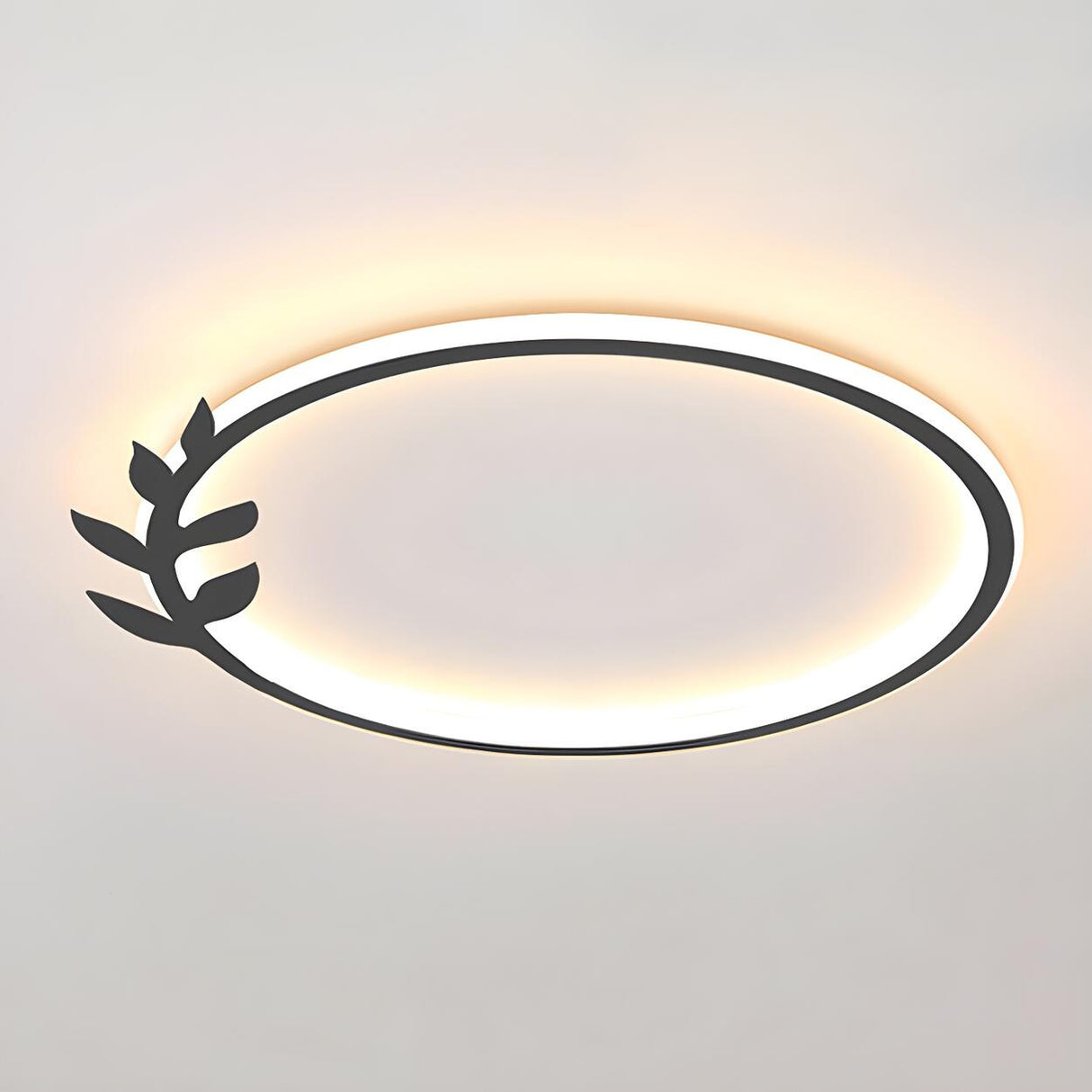 Modish Black Circle Leaf Silica Gel Flush Mount Light Image - 8