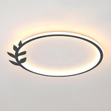 Modish Black Circle Leaf Silica Gel Flush Mount Light Image - 8