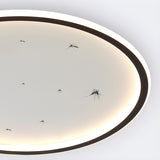 Modish Black Circle Leaf Silica Gel Flush Mount Light Image - 9