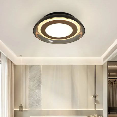 Modish Black Geometric LED Flush Mount Ceiling Light Image - 1