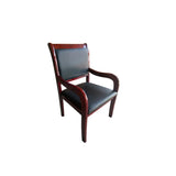 Modish Black Leather Wooden Ergonomic Office Chair Image - 10