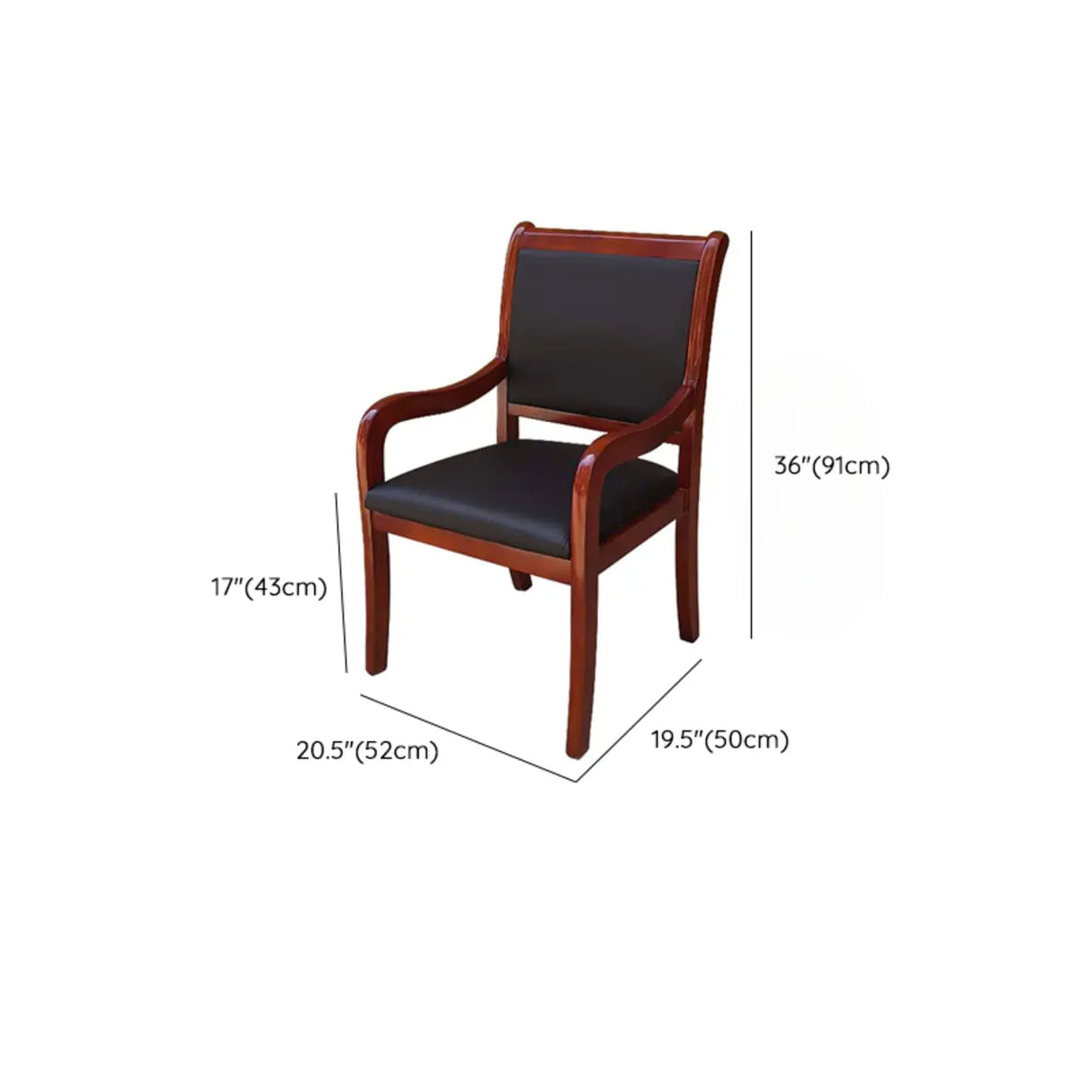 Modish Black Leather Wooden Ergonomic Office Chair Image - 17