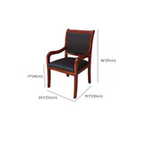Modish Black Leather Wooden Ergonomic Office Chair Image - 17
