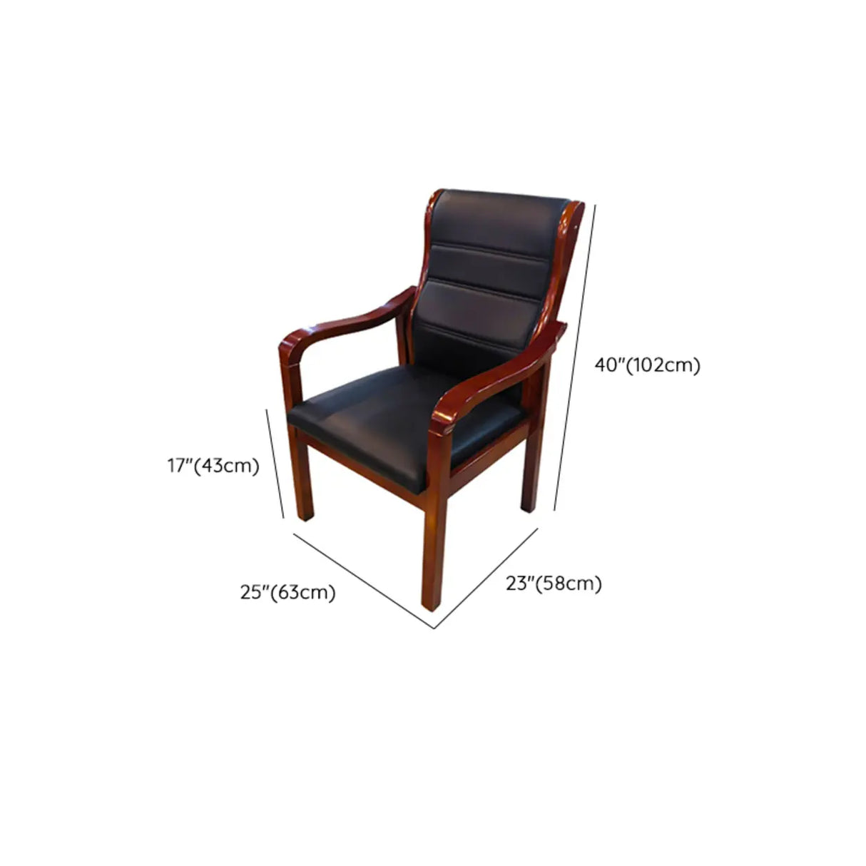Modish Black Leather Wooden Ergonomic Office Chair Image - 19