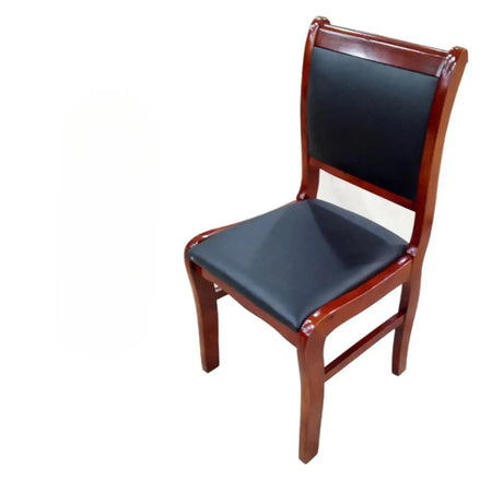 Modish Black Leather Wooden Ergonomic Office Chair Image - 2