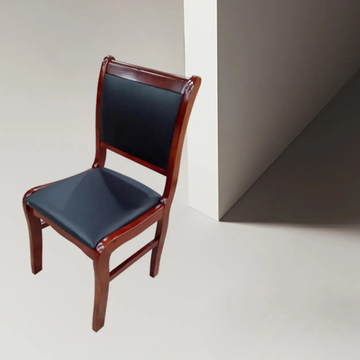 Modish Black Leather Wooden Ergonomic Office Chair Image - 4