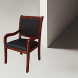 Modish Black Leather Wooden Ergonomic Office Chair Image - 6