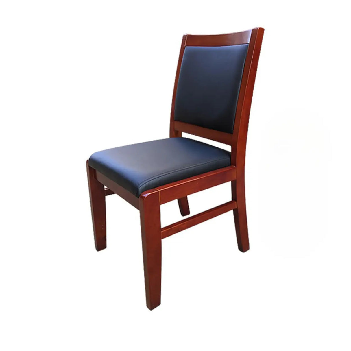 Modish Black Leather Wooden Ergonomic Office Chair Image - 7