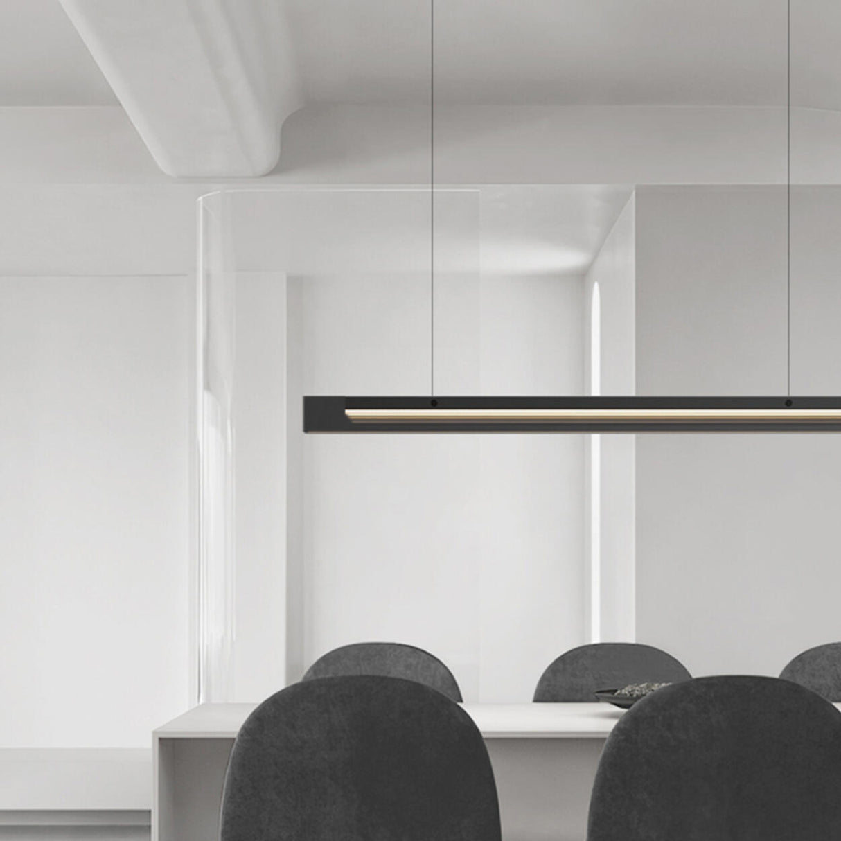 Modish Black Linear LED Kitchen Island Hanging Light Image - 12