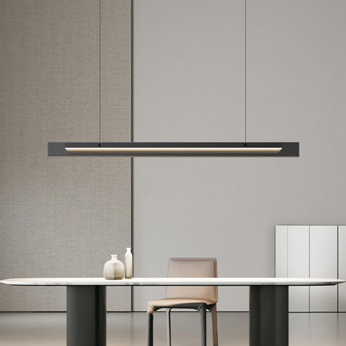 Modish Black Linear LED Kitchen Island Hanging Light Image - 2