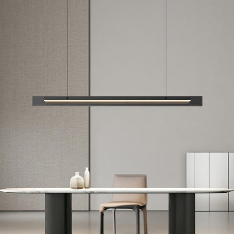 Modish Black Linear LED Kitchen Island Hanging Light Image - 2