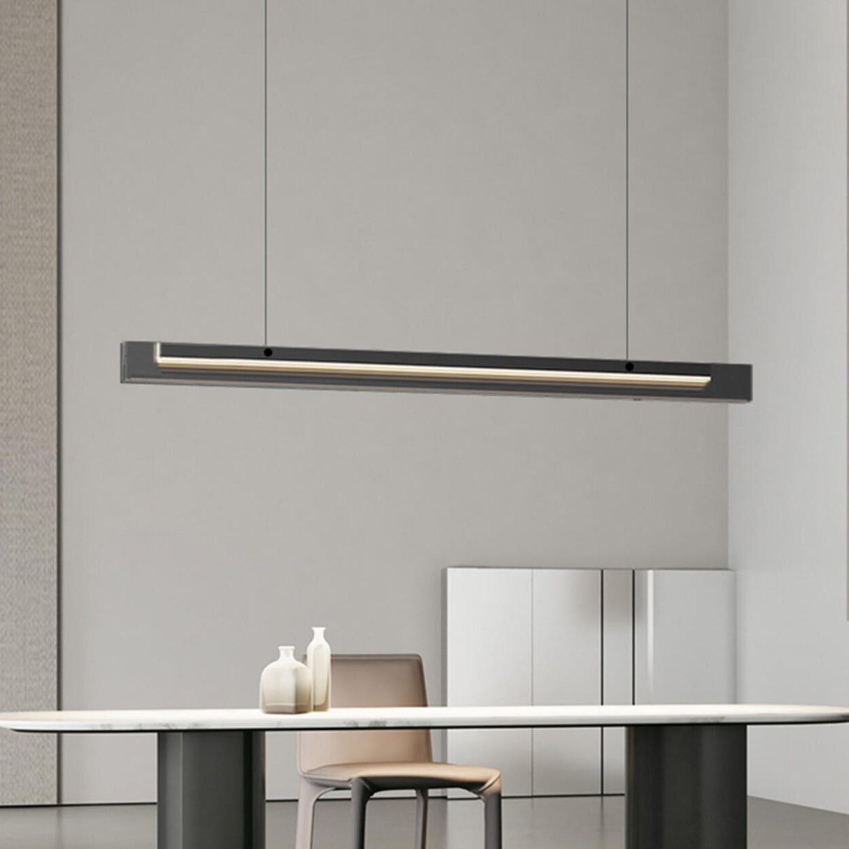 Modish Black Linear LED Kitchen Island Hanging Light Image - 3