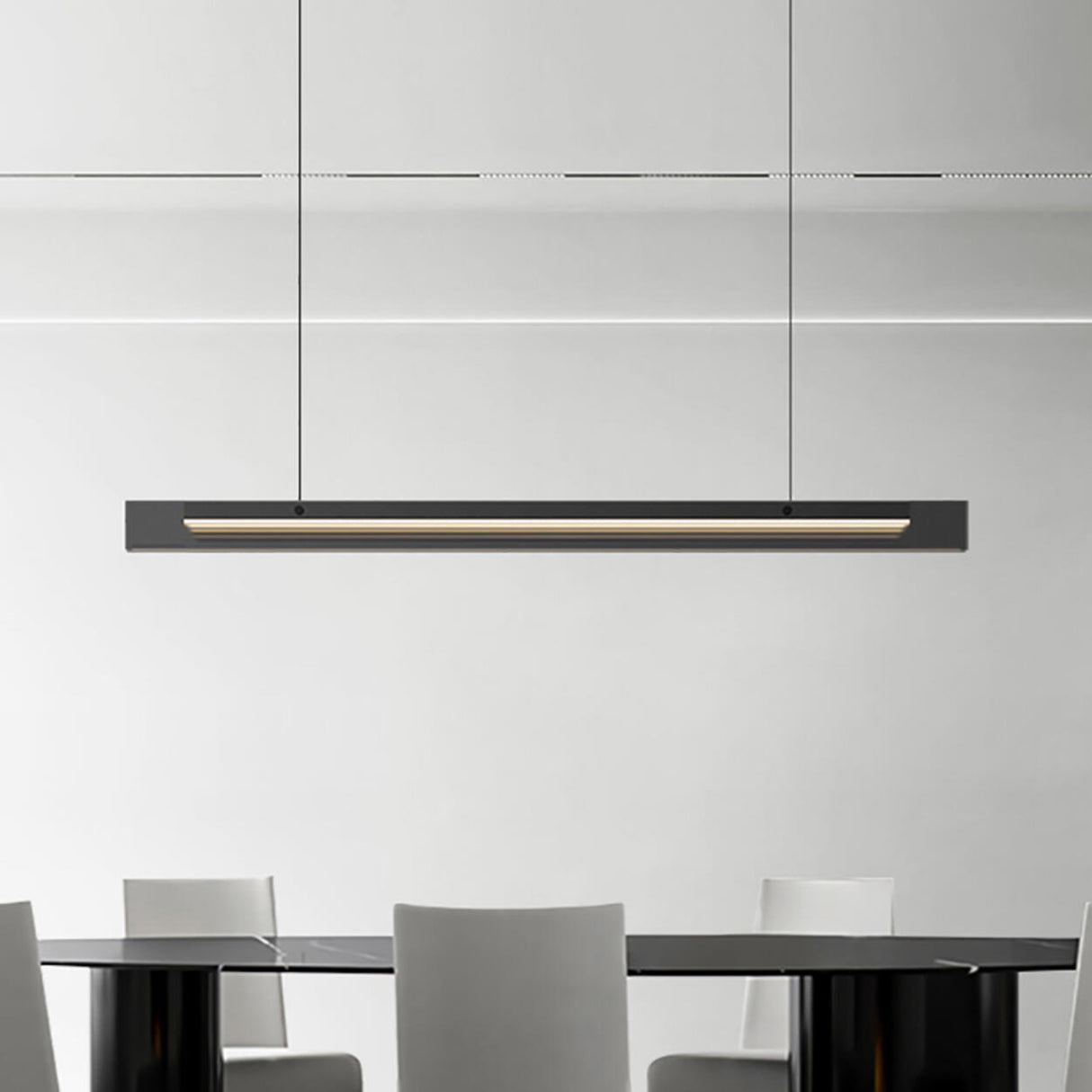 Modish Black Linear LED Kitchen Island Hanging Light Image - 4