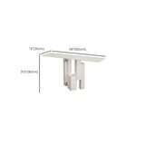 Modish Black Metal Pedestal Stone Rectangular Console Table Image - 13