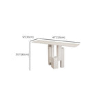 Modish Black Metal Pedestal Stone Rectangular Console Table Image - 14