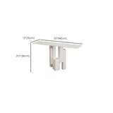 Modish Black Metal Pedestal Stone Rectangular Console Table Image - 15