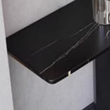 Modish Black Metal Pedestal Stone Rectangular Console Table Image - 8