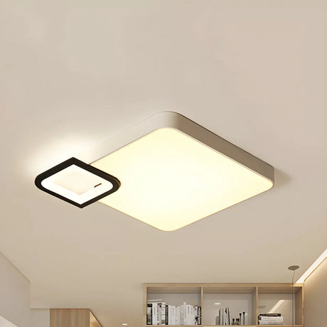 Modish Black-White Square Flush Mount Ceiling Light Image - 1
