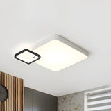 Modish Black-White Square Flush Mount Ceiling Light Image - 3