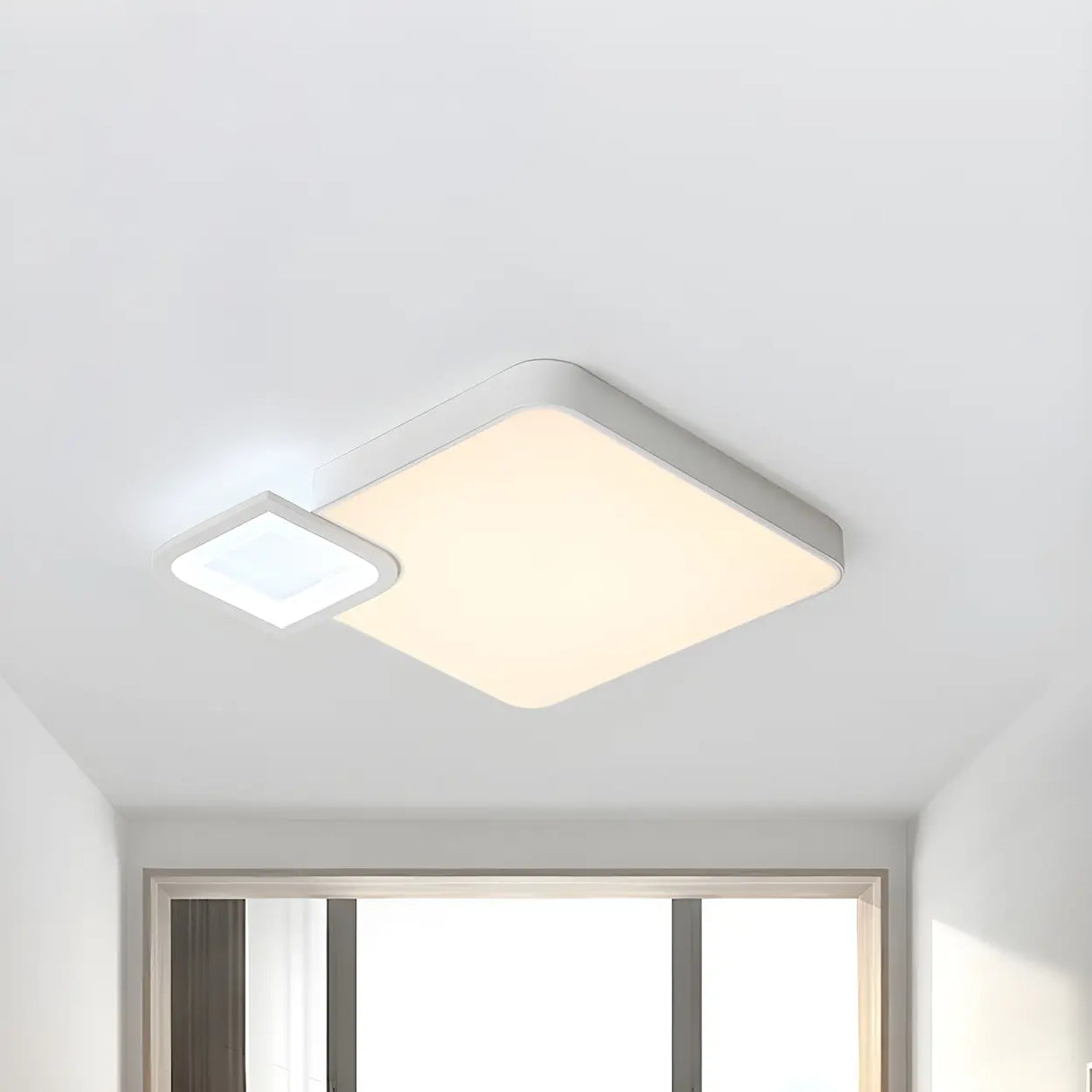 Modish Black-White Square Flush Mount Ceiling Light Image - 4