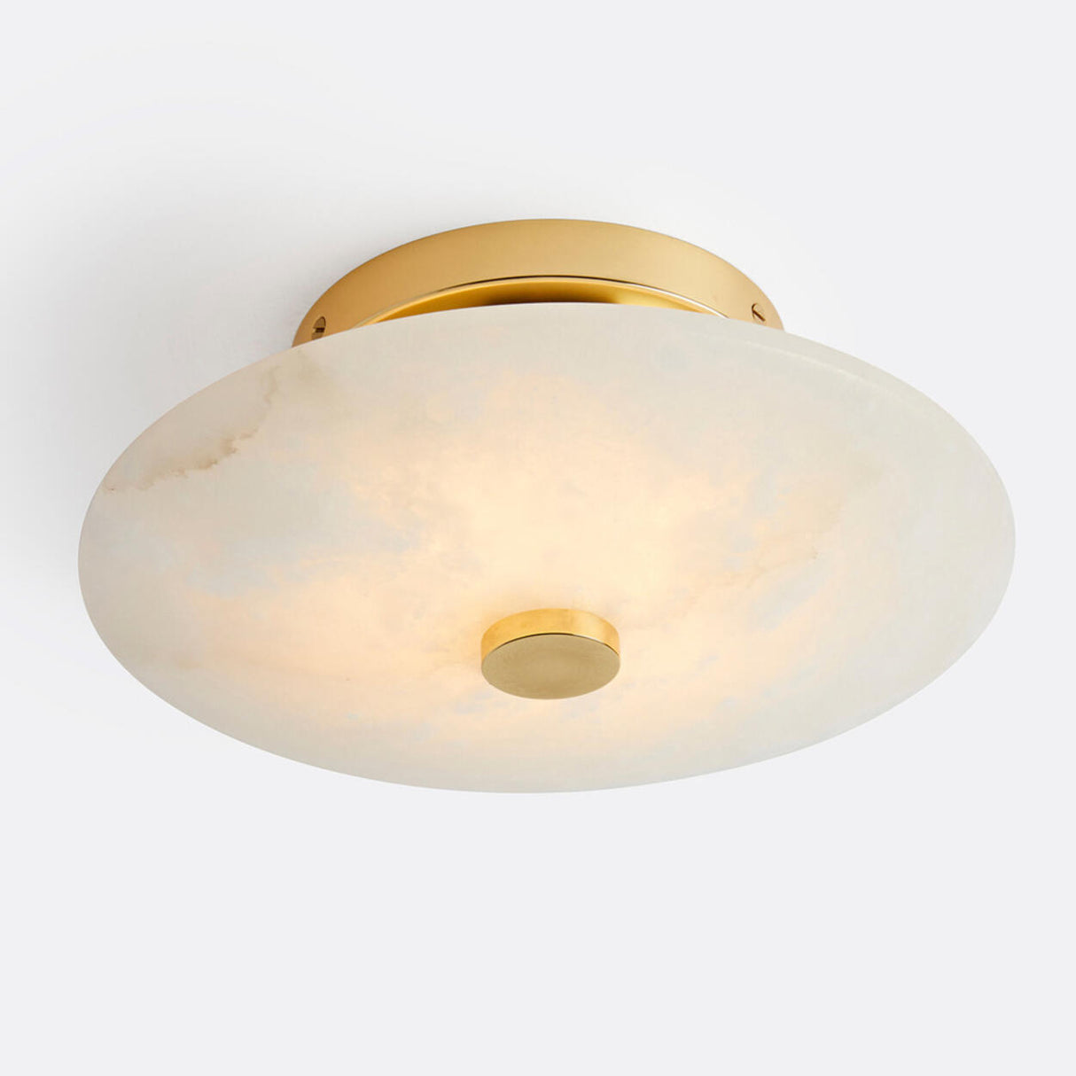 Modish Circular Stone Semi-Flush Mount Ceiling Light Image - 10