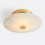 Modish Circular Stone Semi-Flush Mount Ceiling Light Image - 10