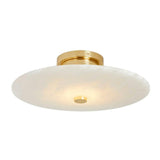 Modish Circular Stone Semi-Flush Mount Ceiling Light Image - 2