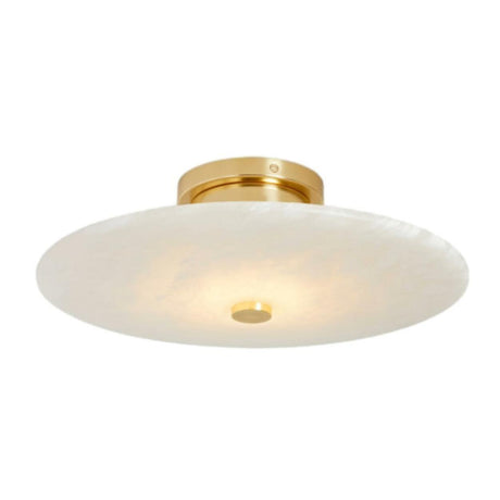 Modish Circular Stone Semi-Flush Mount Ceiling Light Image - 2