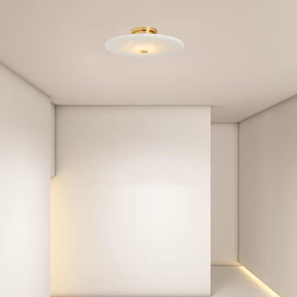 Modish Circular Stone Semi-Flush Mount Ceiling Light Image - 6