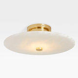 Modish Circular Stone Semi-Flush Mount Ceiling Light Image - 7