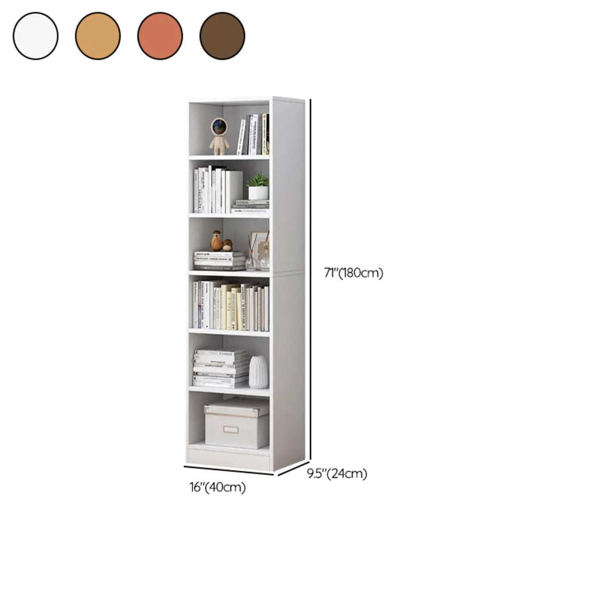 Modish Classic Wood Vertical Narrow Organizer Bookcase 