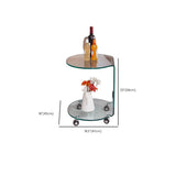 Modish Clear Glass Vitreous Chairside Table with Wheel Image - 10