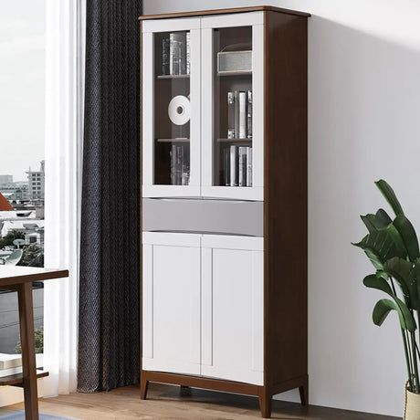 Modish Closed Glass Door Wooden Standard Bookcases Image - 1