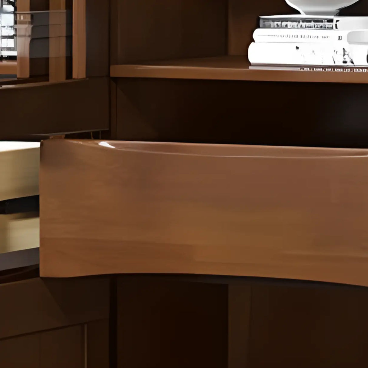 Modish Closed Glass Door Wooden Standard Bookcases Image - 10