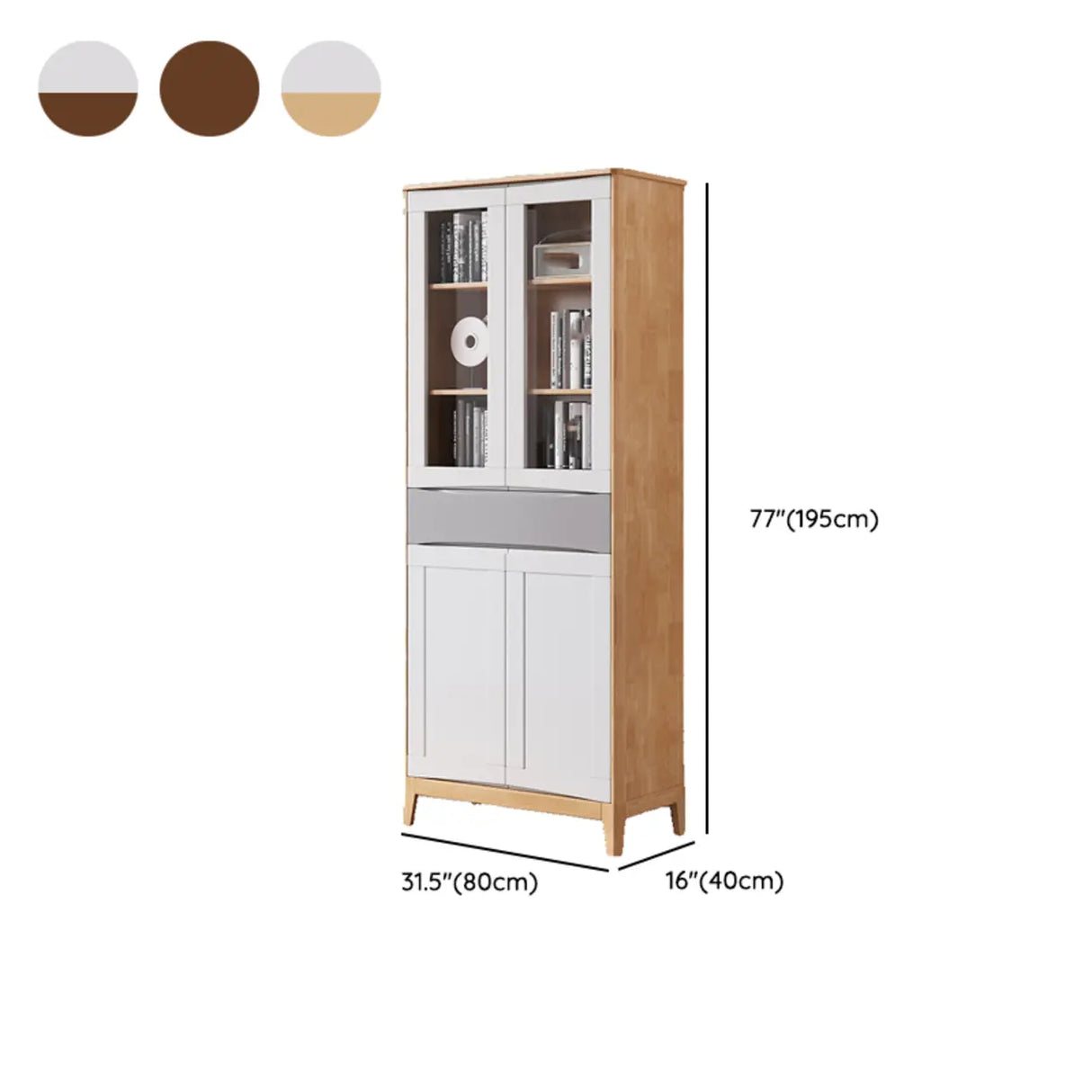 Modish Closed Glass Door Wooden Standard Bookcases Image - 13