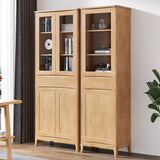 Modish Closed Glass Door Wooden Standard Bookcases Image - 2