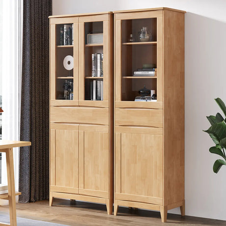Modish Closed Glass Door Wooden Standard Bookcases Image - 2