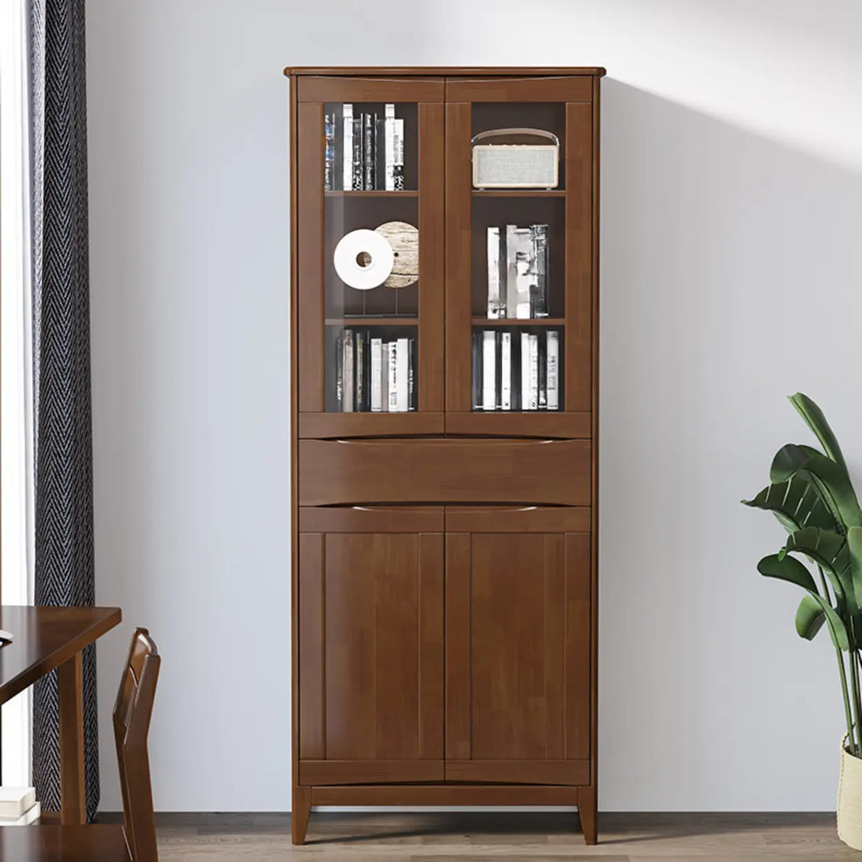 Modish Closed Glass Door Wooden Standard Bookcases Image - 4
