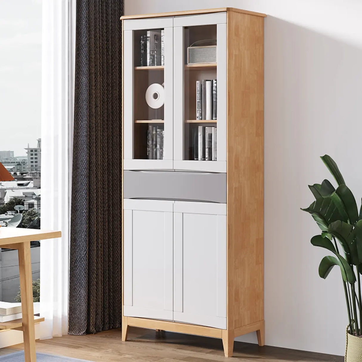 Modish Closed Glass Door Wooden Standard Bookcases Image - 5